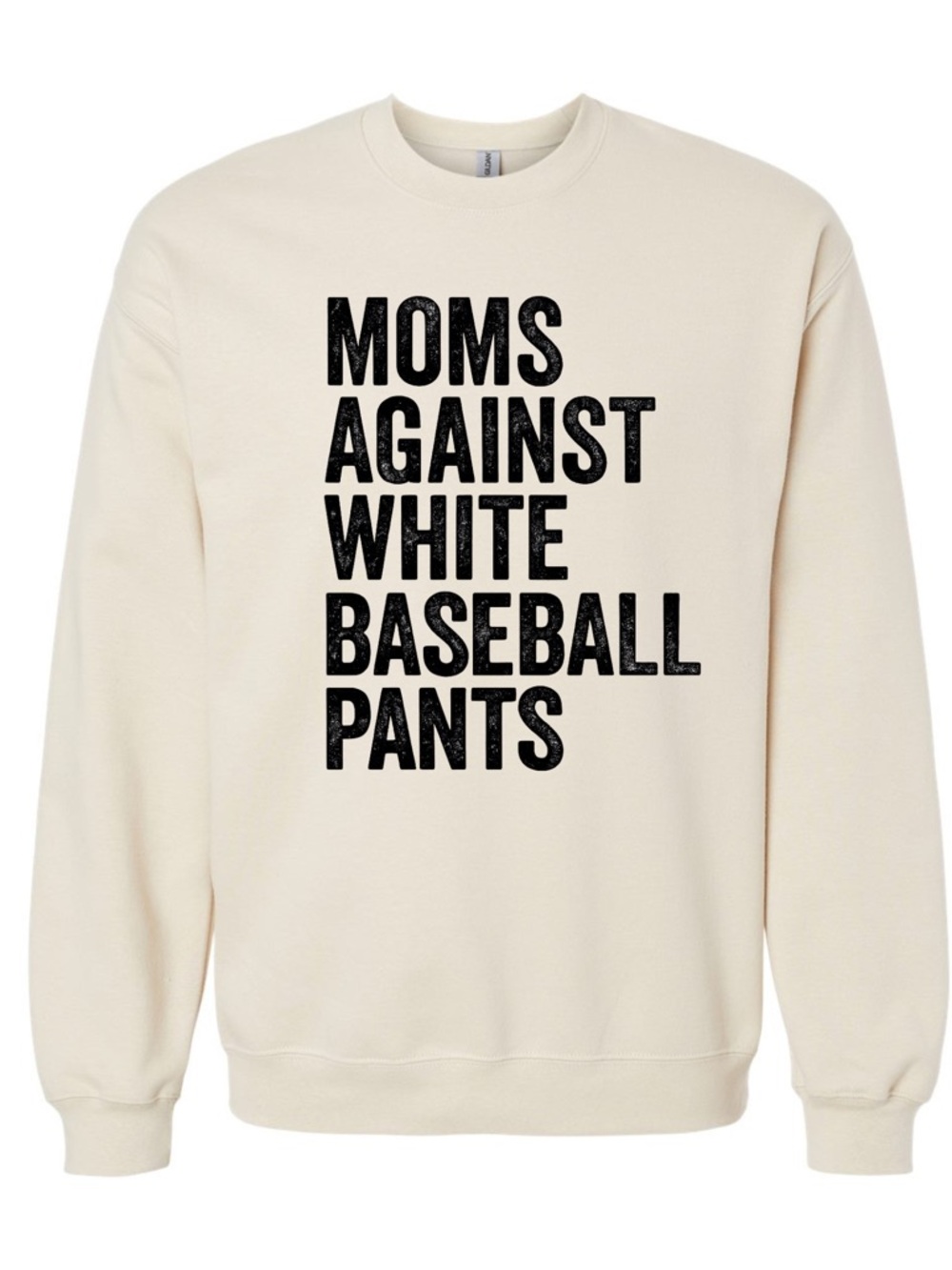 Moms Against White Baseball Pants Graphic Crewneck Sweatshirt - Cream s-xl